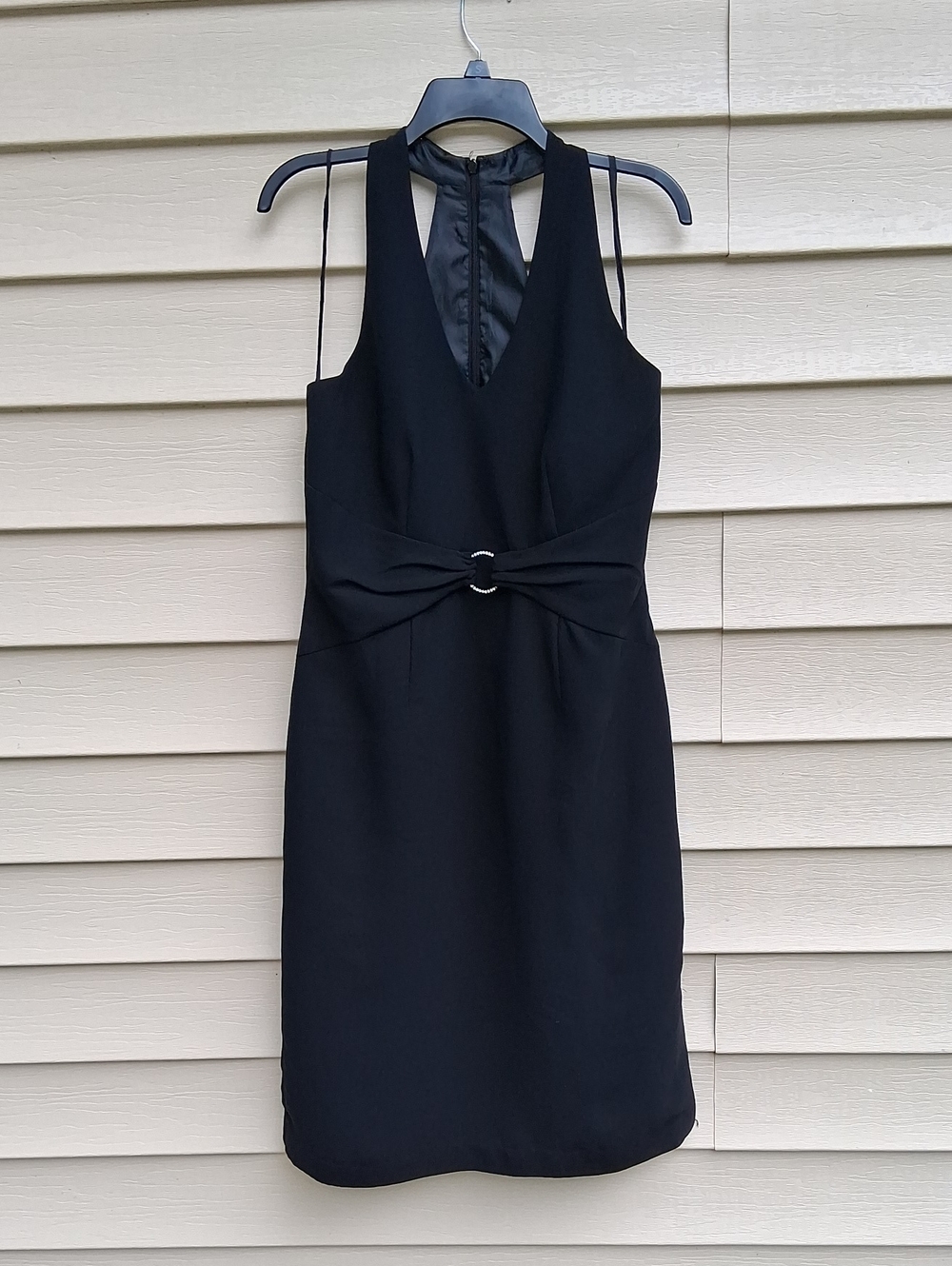 Sheri Martin Black Sleeveless Mini with Ring-Detail Waist Tie